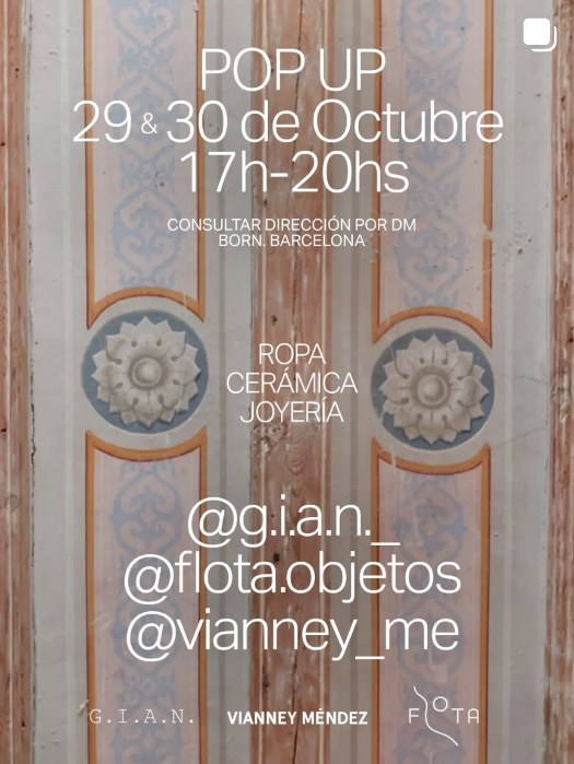 Afiche del pop-up en el Born: ropa, cerámica y joyería