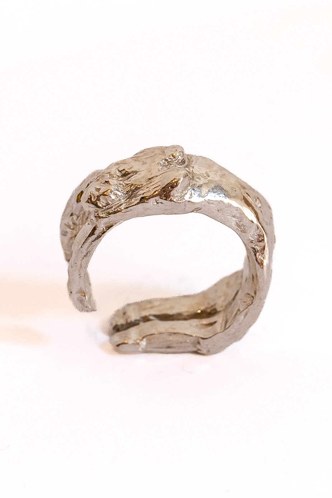 Open textured silver ring